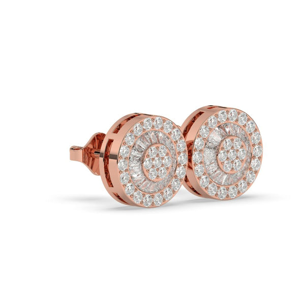 ROUND BAGUETTE HALO STUD EARRINGS
