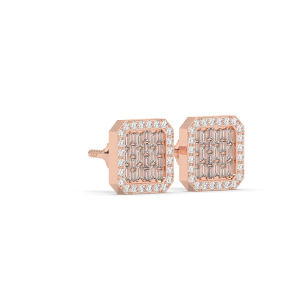 SQUARE CUT BAGUETTE DIAMOND STUDS