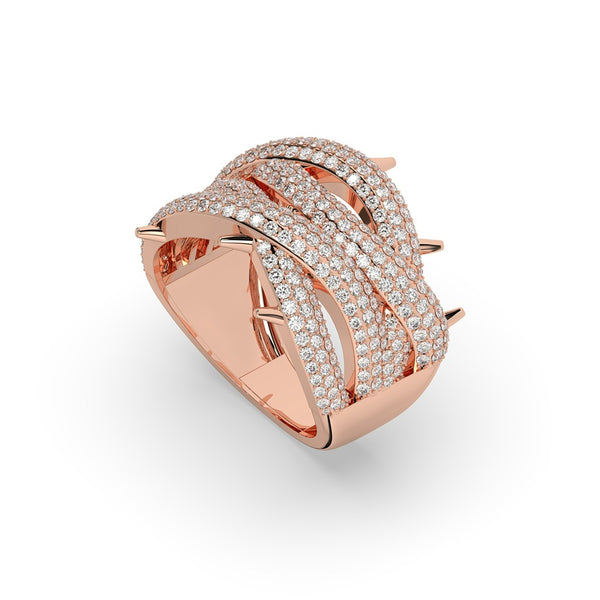 MULTI-BAND CROSSOVER ROUND DIAMOND BAND