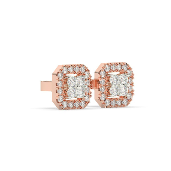 OCTAGONAL FRAME CLUSTER STUD EARRINGS
