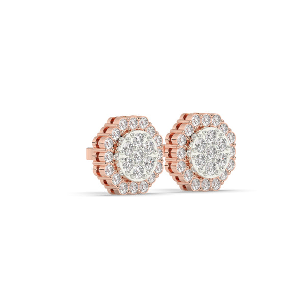 SCALLOPED HALO CLUSTER STUD EARRINGS