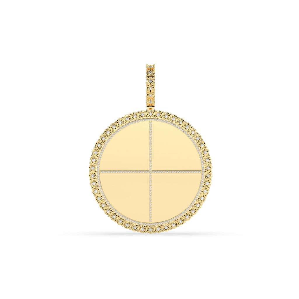 QUADRANT STYLE GOLD ROUND PENDANT