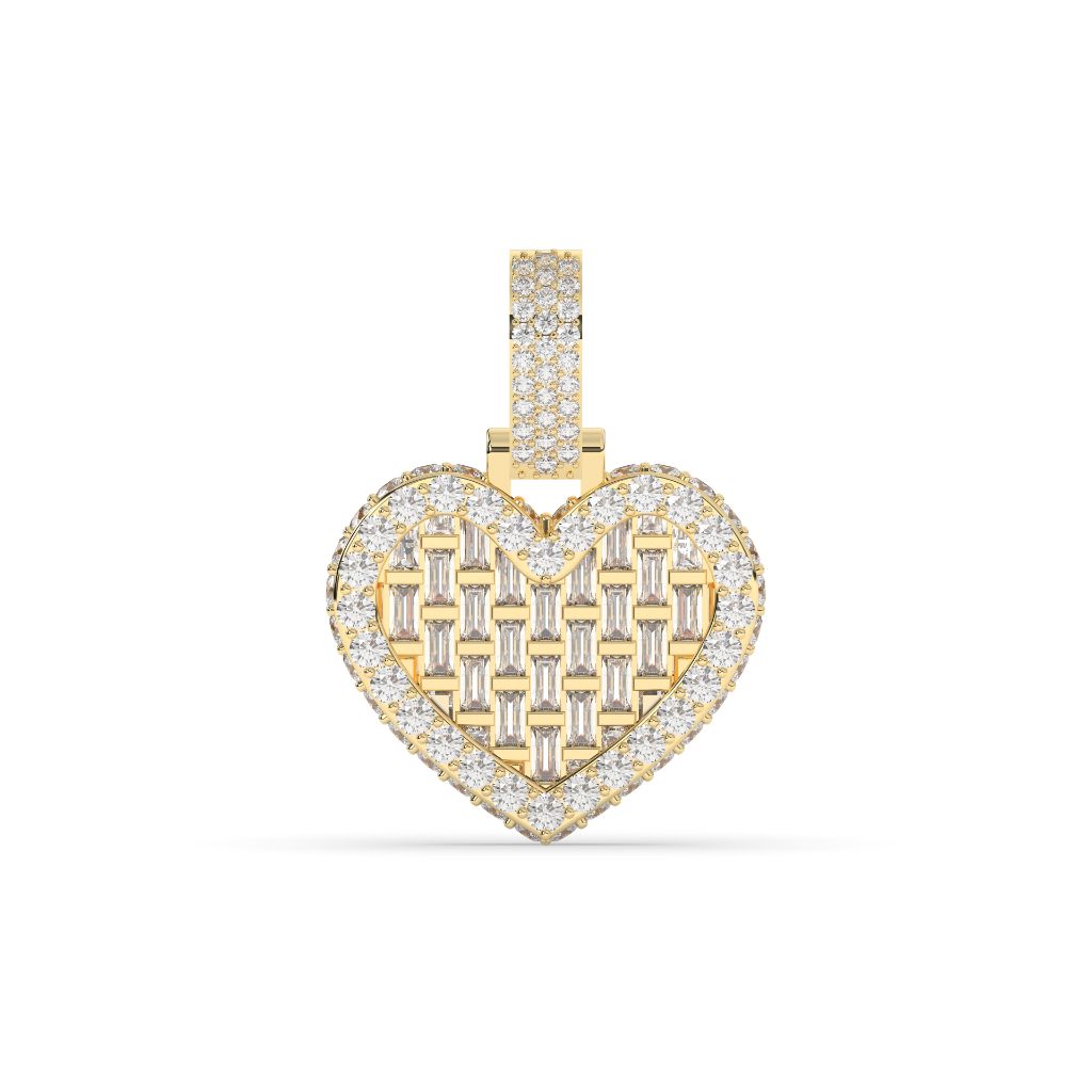 BAGUETTE HEART DIAMOND GOLD PENDANT