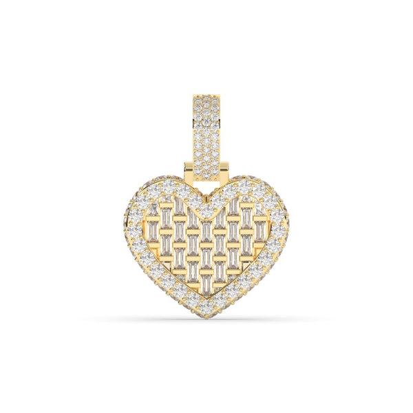 BAGUETTE HEART DIAMOND GOLD PENDANT