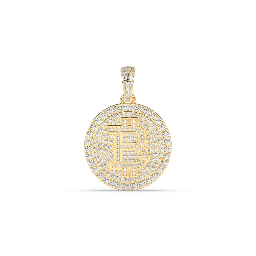 DIAMOND ENCRUSTED BITCOIN COIN PENDANT