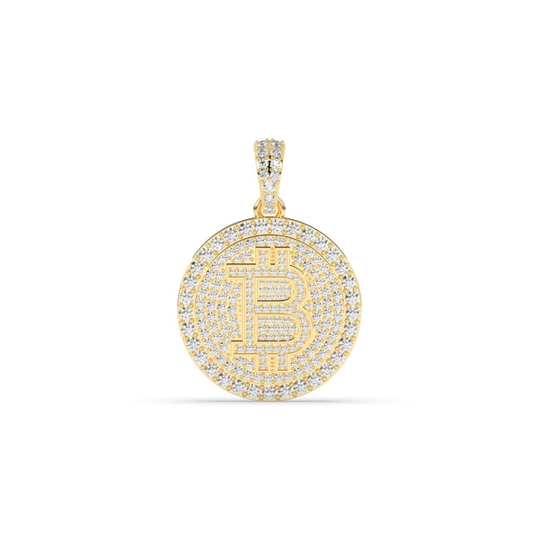 DIAMOND ENCRUSTED BITCOIN COIN PENDANT