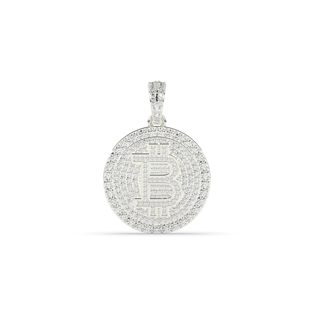 DIAMOND ENCRUSTED BITCOIN COIN PENDANT