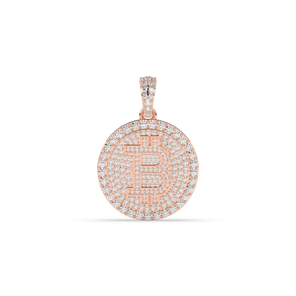 DIAMOND ENCRUSTED BITCOIN COIN PENDANT