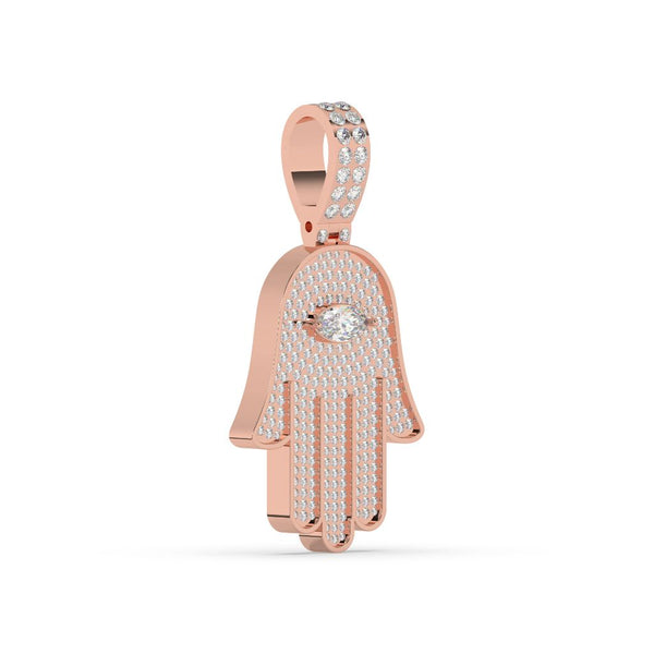 MARQUISE AND ROUND DIAMOND HAMSA ICED OUT HIP HOP PENDANT