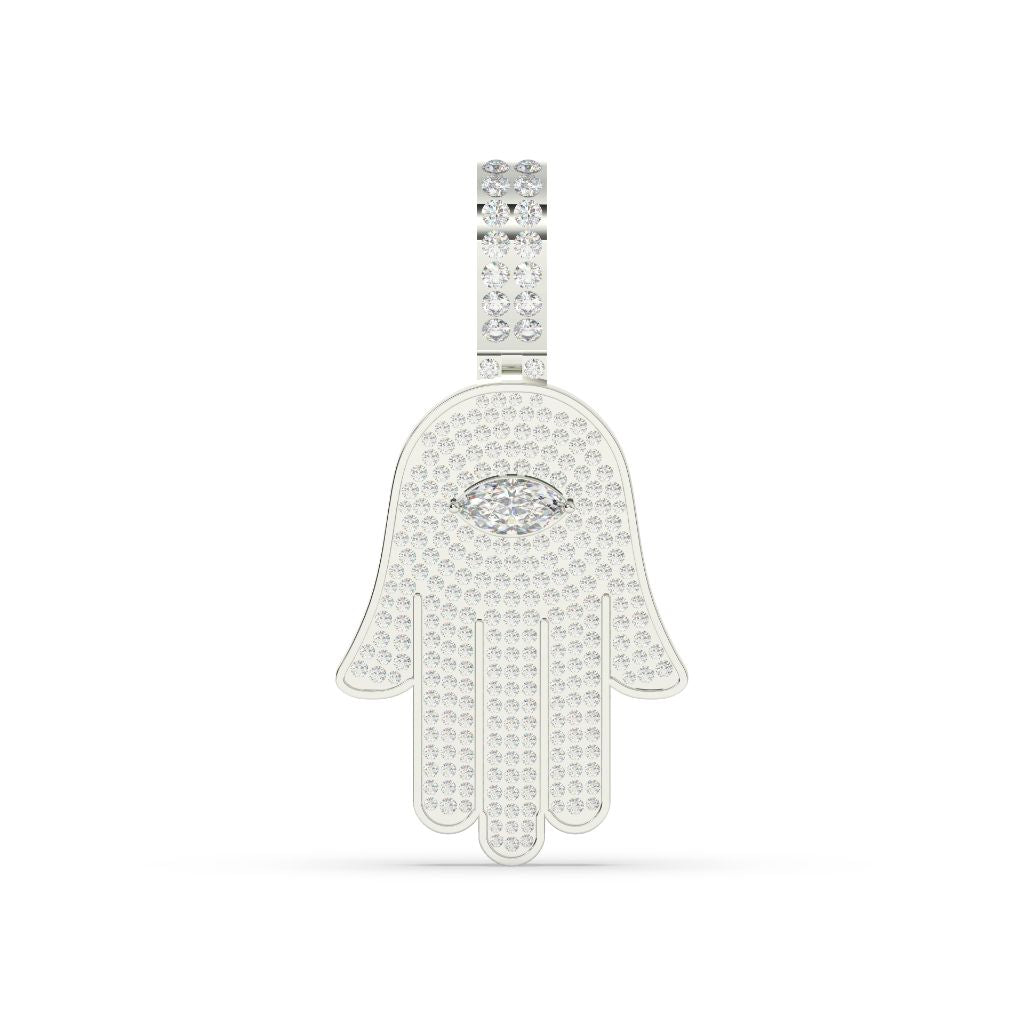 MARQUISE AND ROUND DIAMOND HAMSA ICED OUT HIP HOP PENDANT