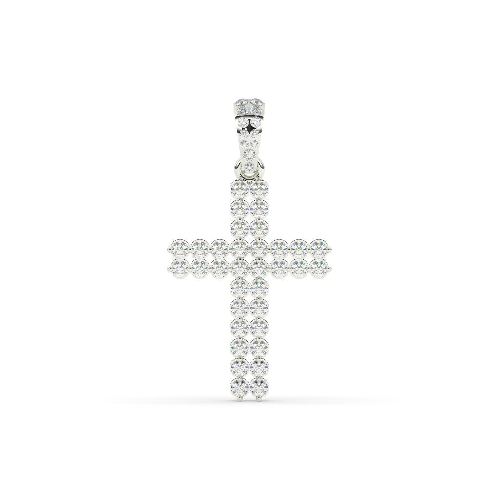 TWO ROW SHINY CROSS CHARM