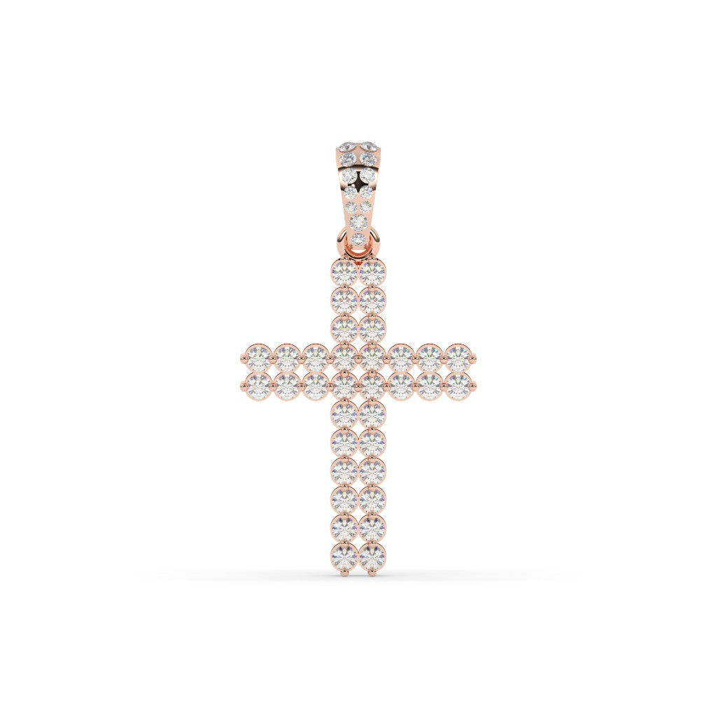 TWO ROW SHINY CROSS CHARM