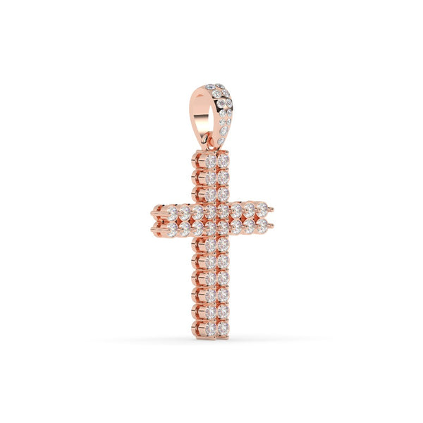 TWO ROW SHINY CROSS CHARM