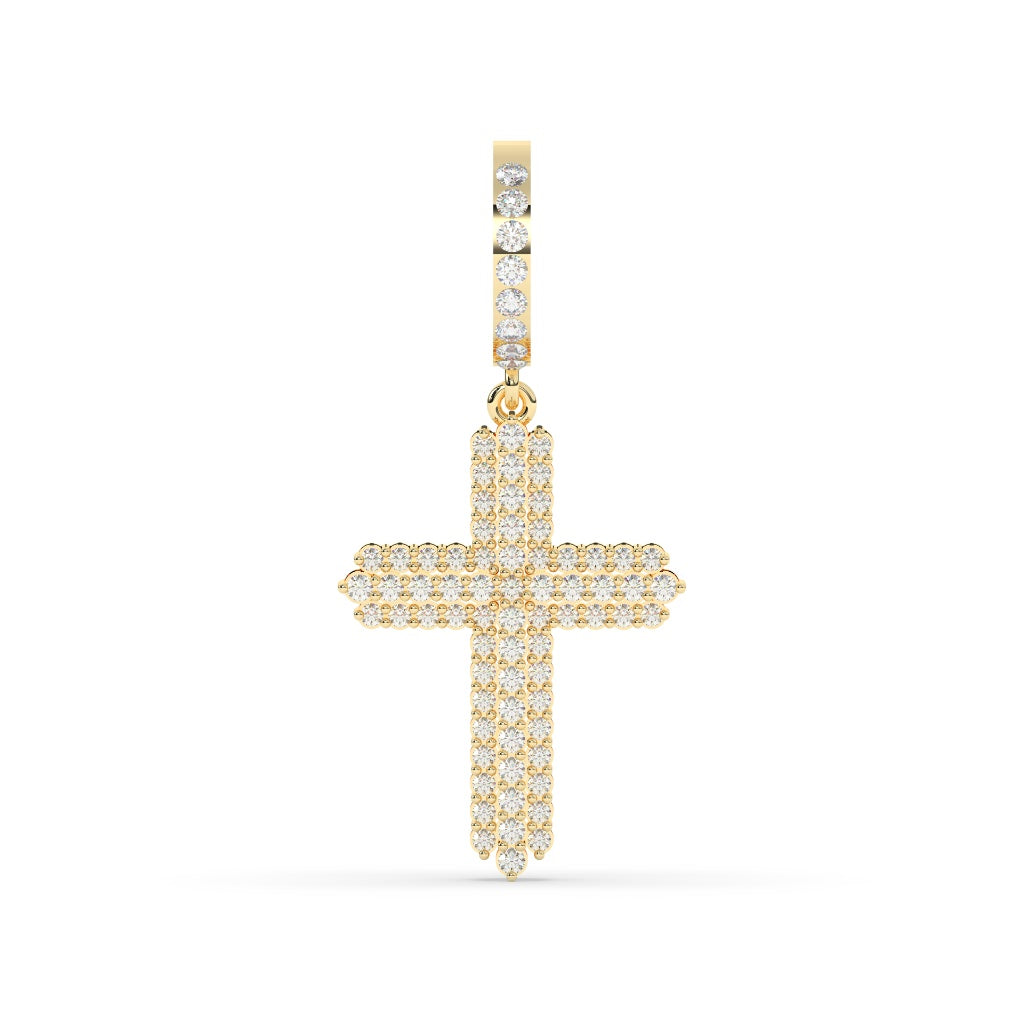 THREE ROW DIAMOND CROSS PENDANT