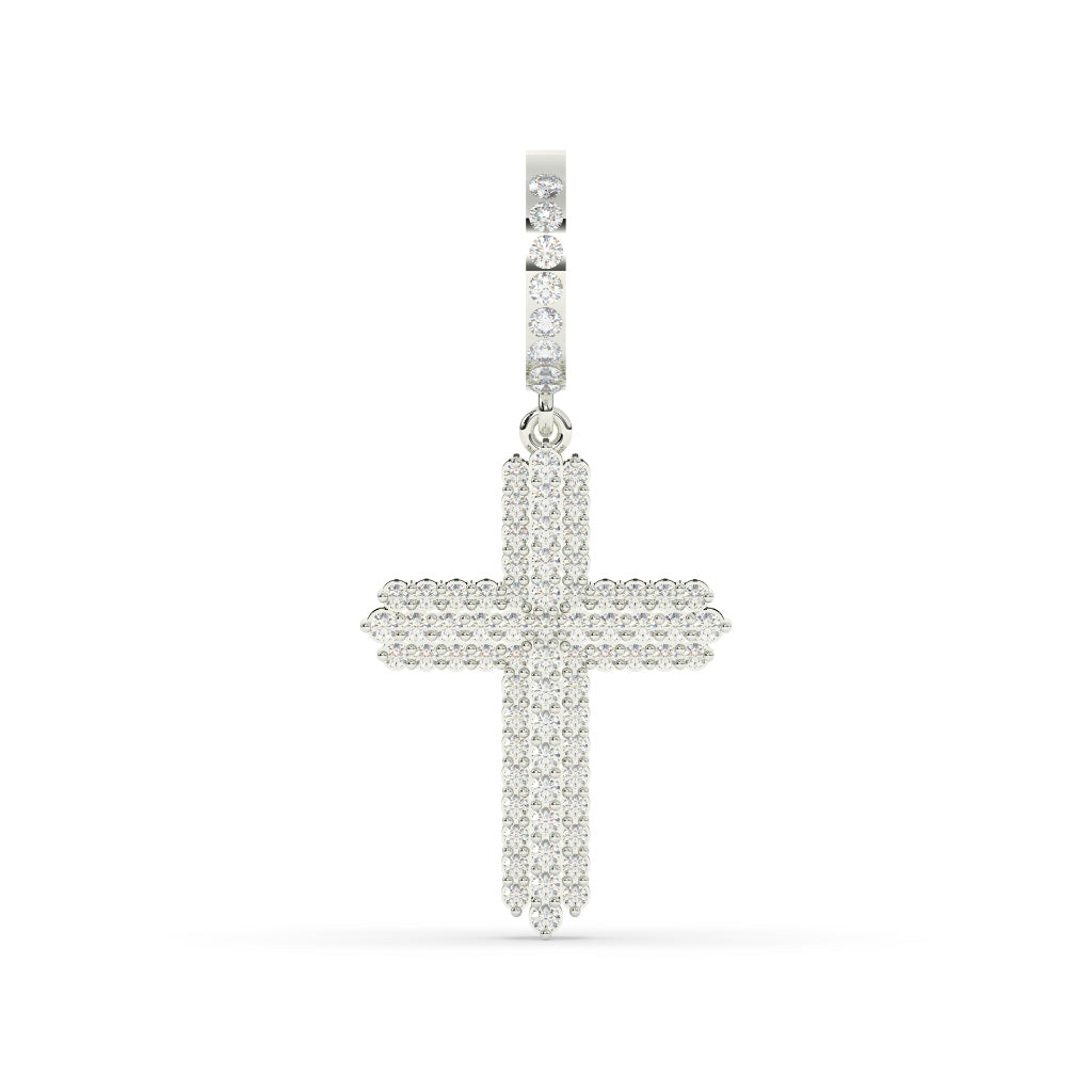 THREE ROW DIAMOND CROSS PENDANT