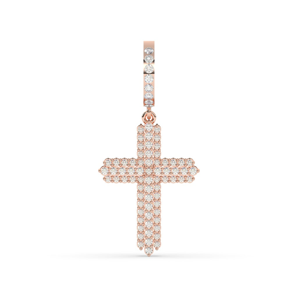 THREE ROW DIAMOND CROSS PENDANT