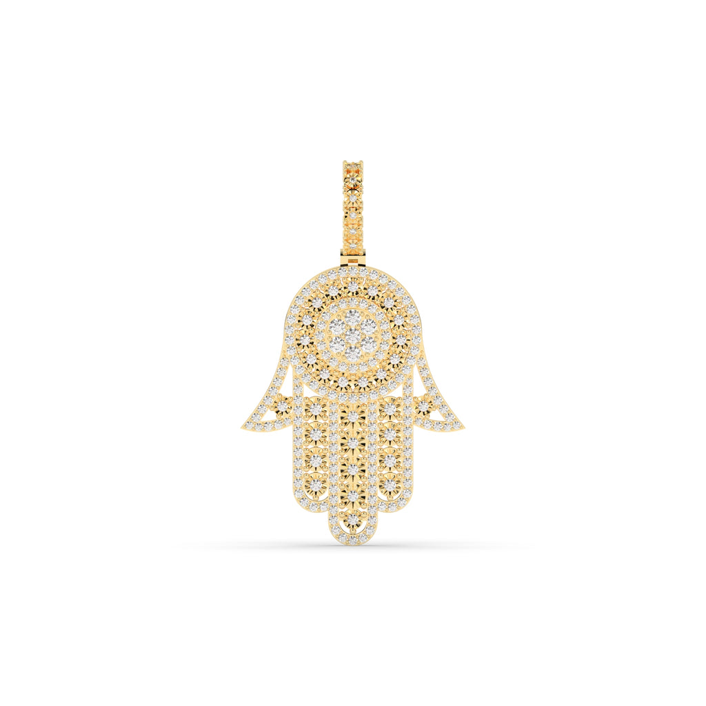 DIAMOND HAMSA PROTECTION HAND PENDANT