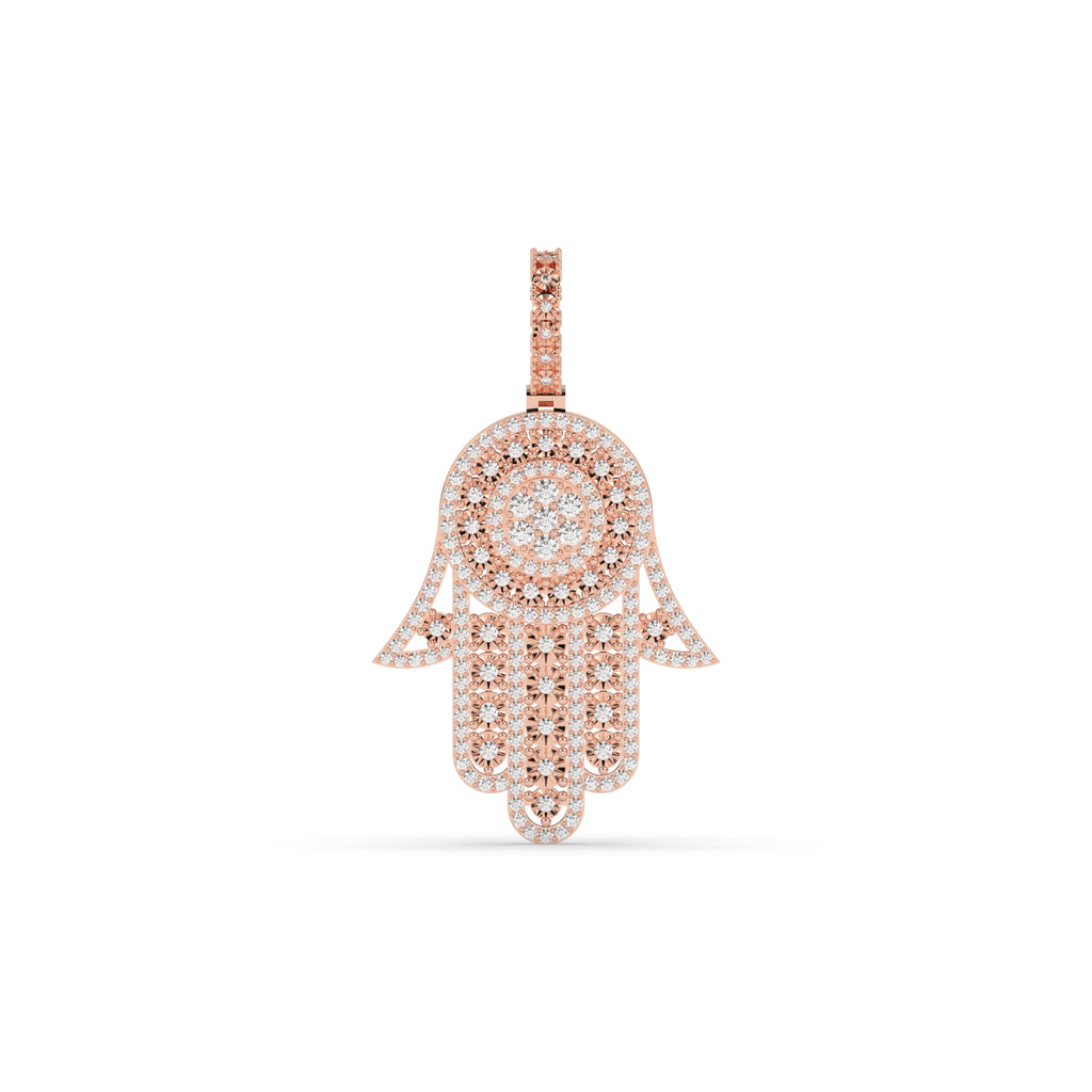 DIAMOND HAMSA PROTECTION HAND PENDANT