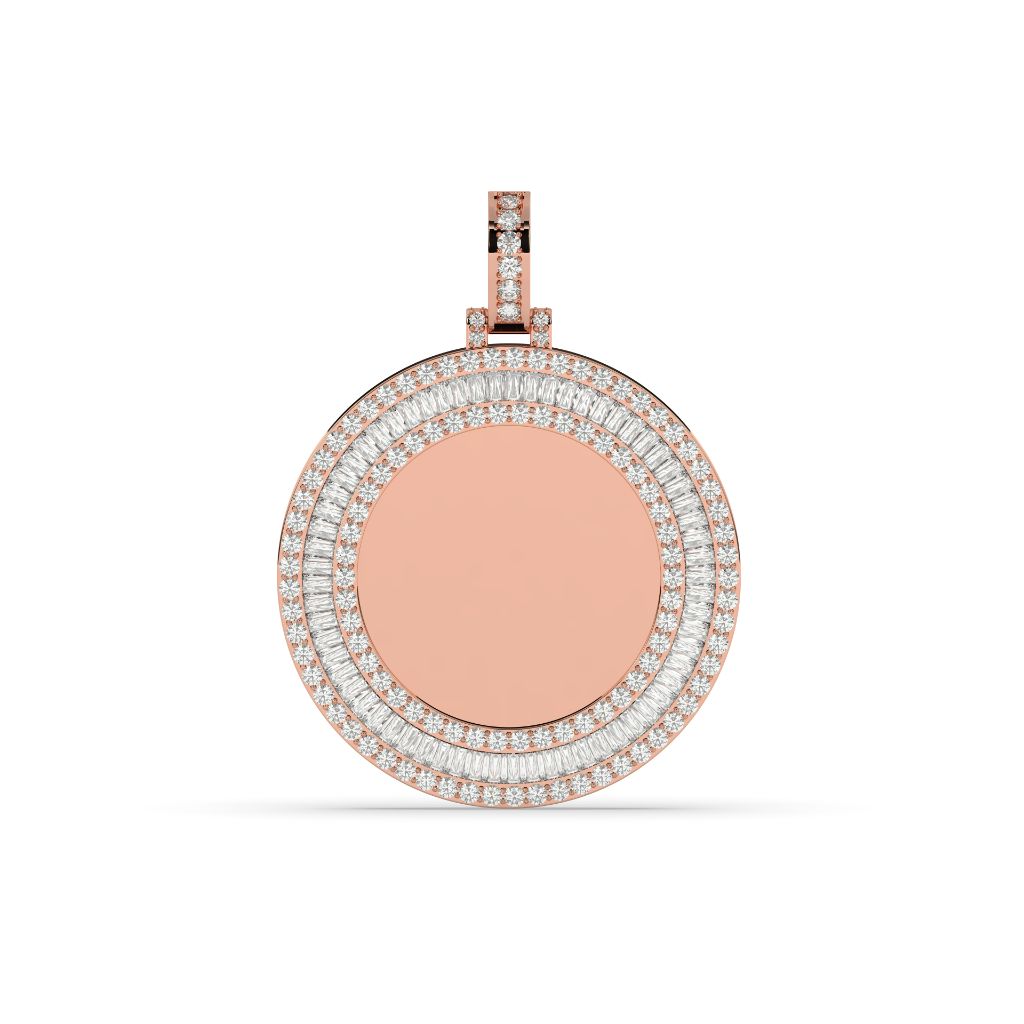 TRIPLE ROW BAGUETTE ROUND PENDANT
