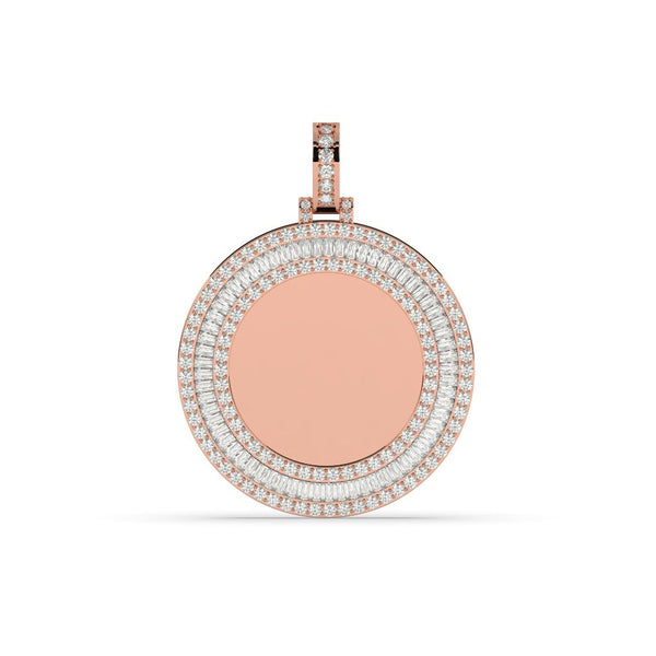TRIPLE ROW BAGUETTE ROUND PENDANT
