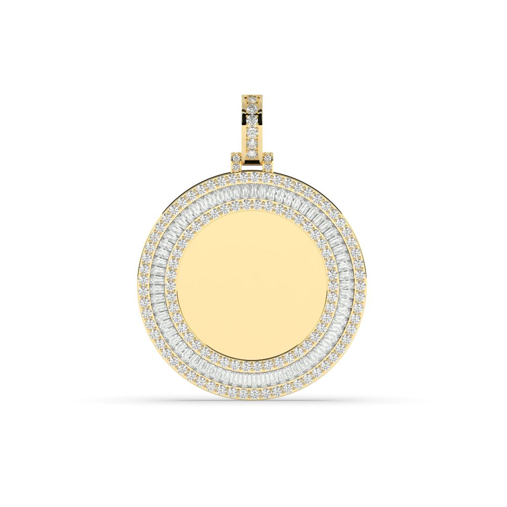 TRIPLE ROW BAGUETTE ROUND PENDANT
