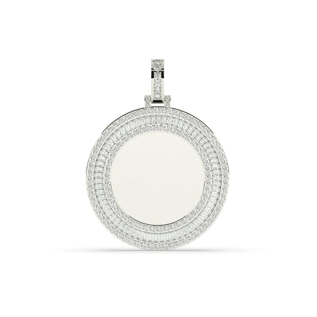 TRIPLE ROW BAGUETTE ROUND PENDANT