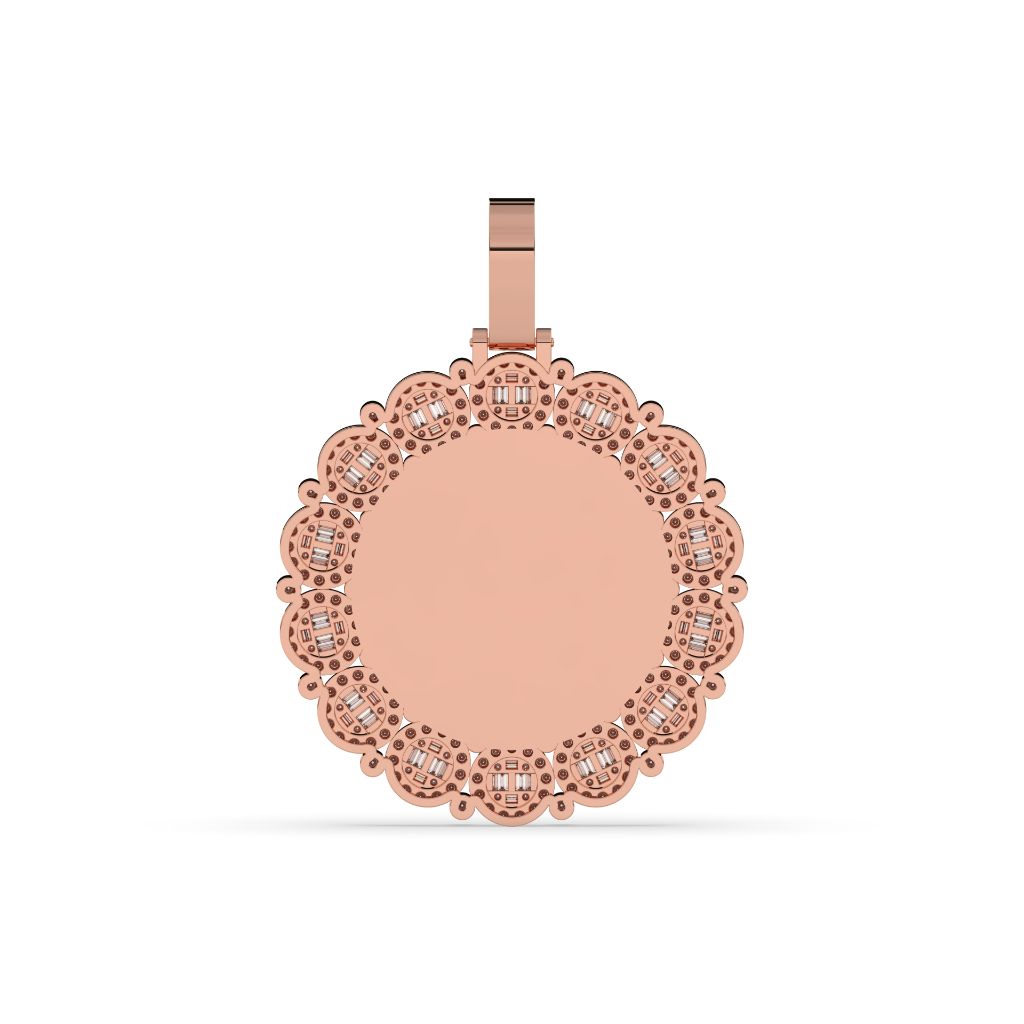 LUXURY FLOWER FRAME ROUND PENDANT