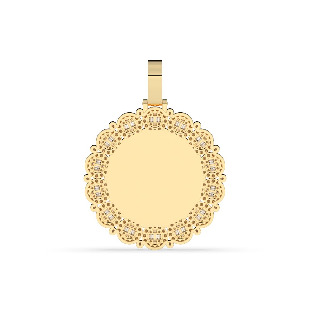 LUXURY FLOWER FRAME ROUND PENDANT