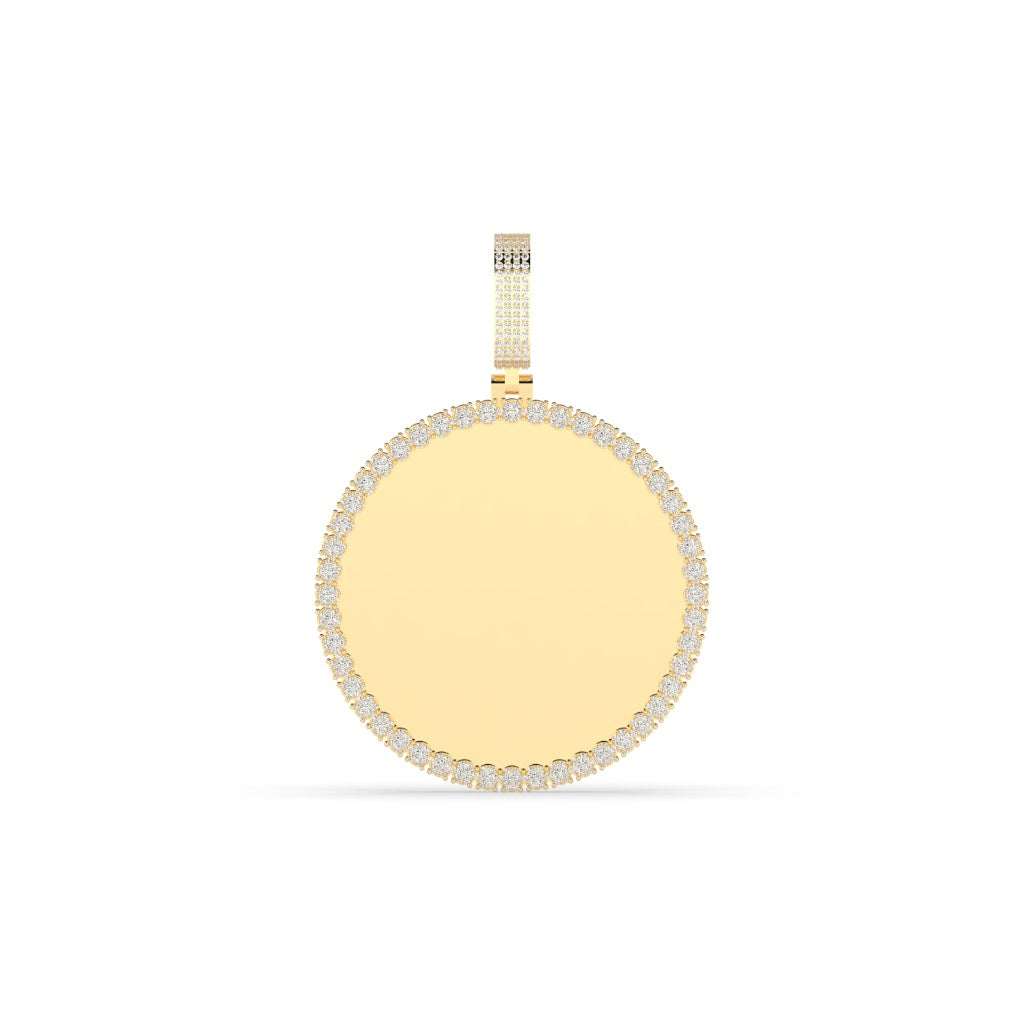 GOLD DIAMOND BORDER ROUND PENDANT
