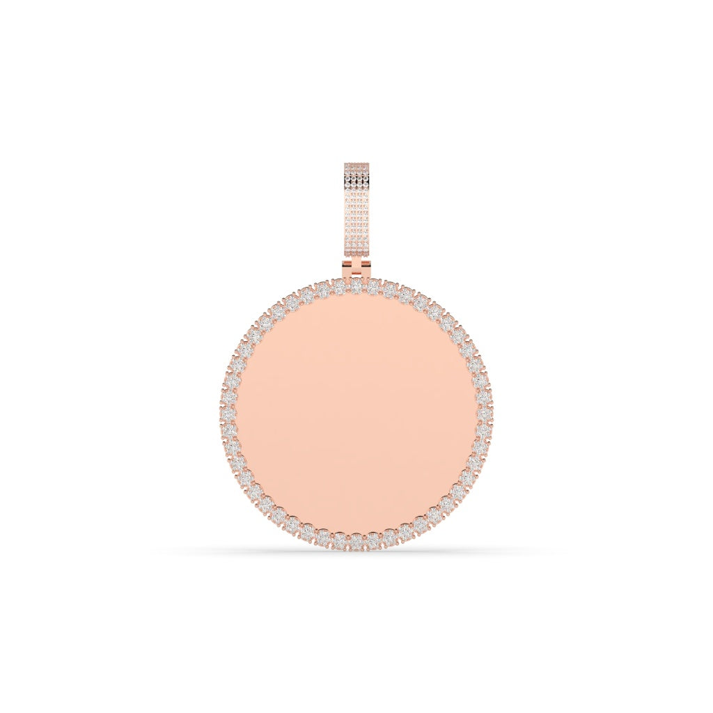 GOLD DIAMOND BORDER ROUND PENDANT