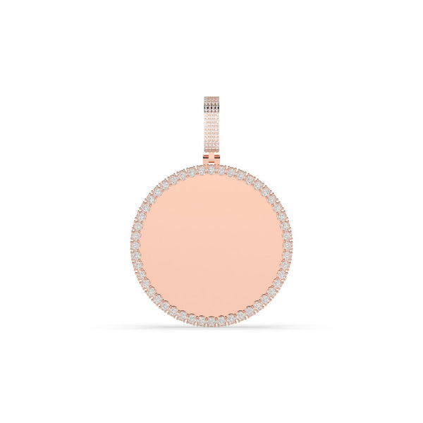 GOLD DIAMOND BORDER ROUND PENDANT