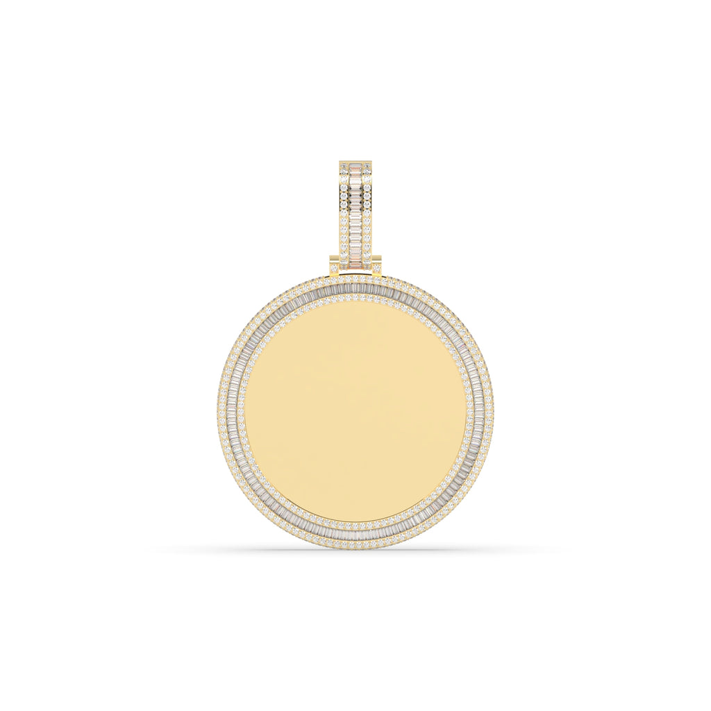 BAGUETTE AND ROUND DIAMOND ICED OUT PICTURE CHARM HIP HOP PENDANT