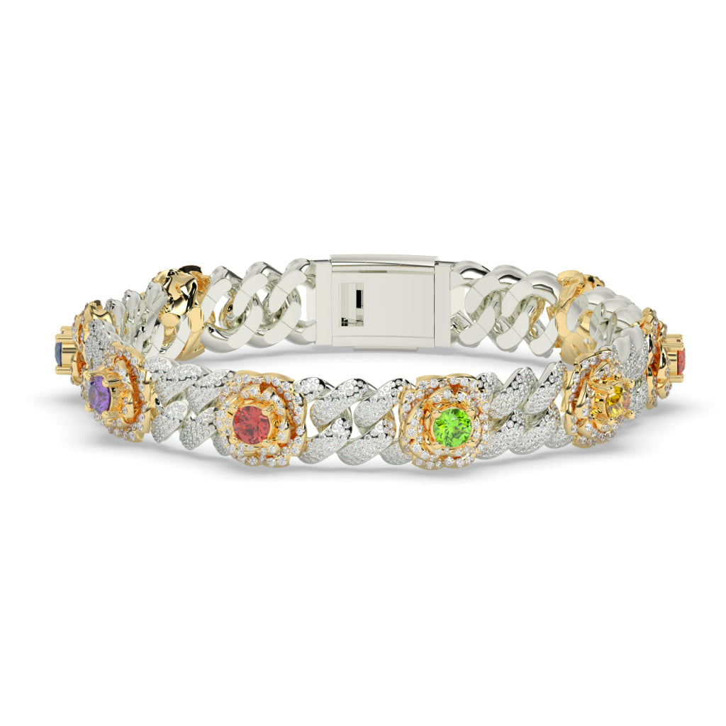 MULTIGEM FLORAL DIAMOND CHAIN BRACELET
