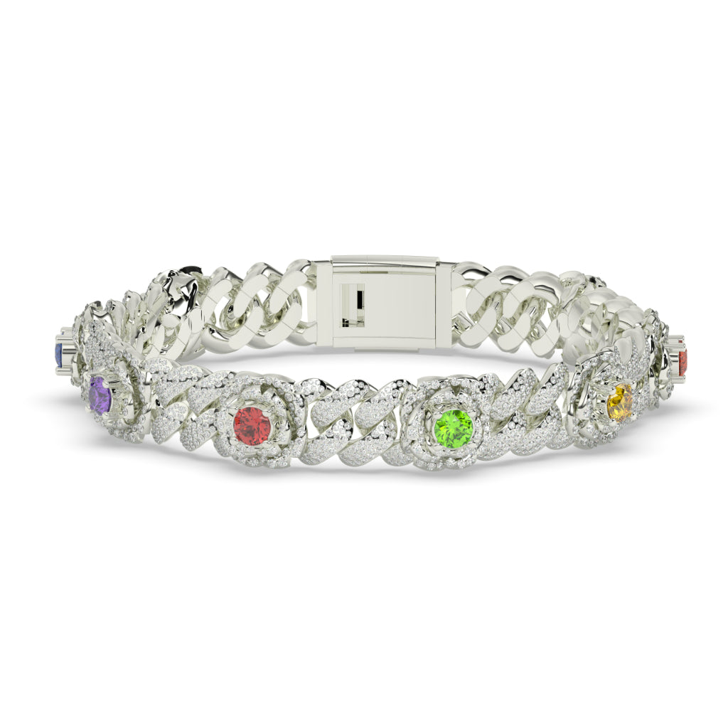 MULTIGEM FLORAL DIAMOND CHAIN BRACELET