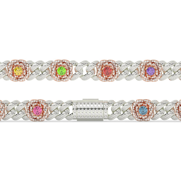 MULTIGEM FLORAL DIAMOND CHAIN BRACELET