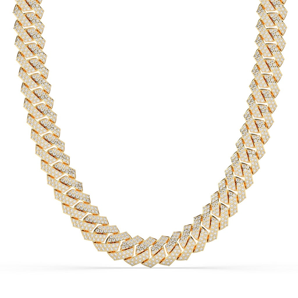DIAMOND SET ZIGZAG CUBAN NECKLACE