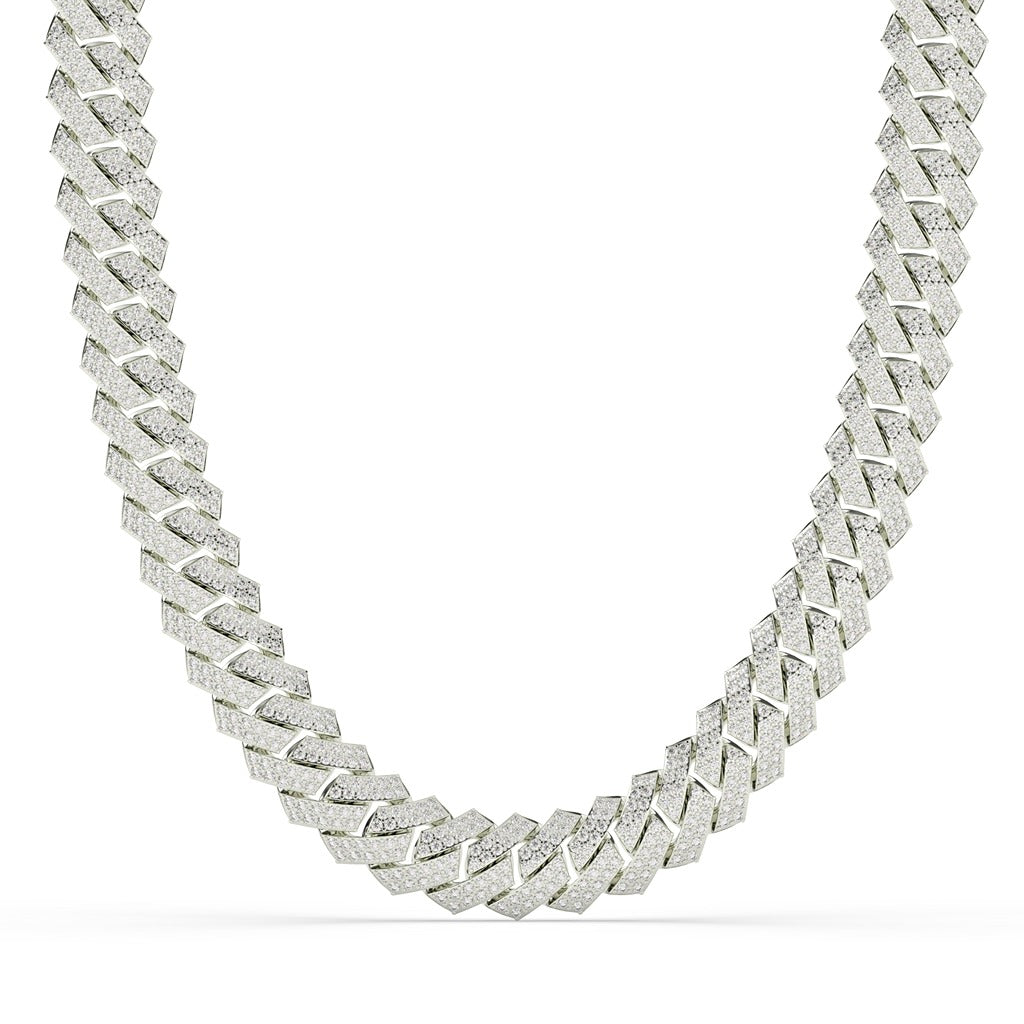 DIAMOND SET ZIGZAG CUBAN NECKLACE