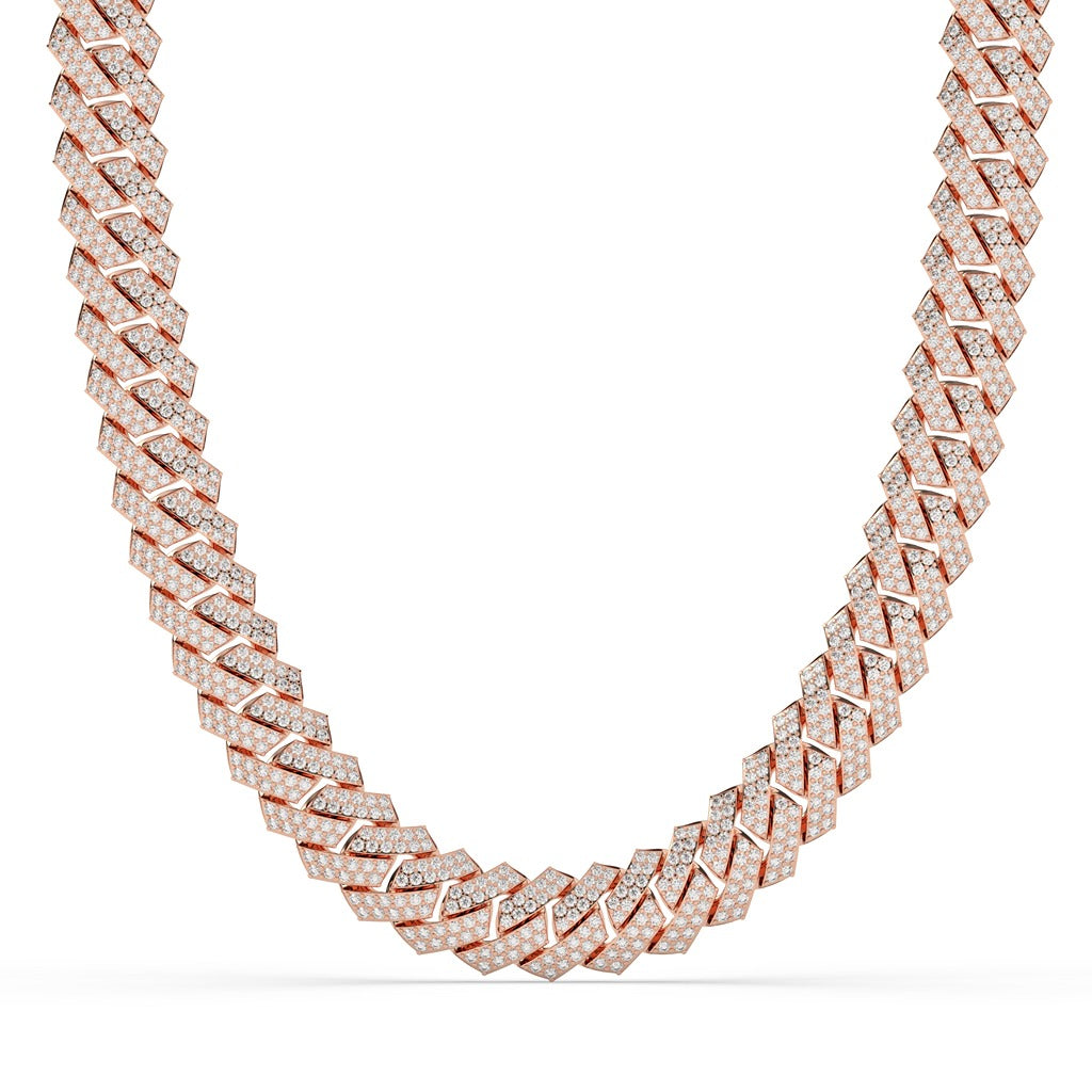 DIAMOND SET ZIGZAG CUBAN NECKLACE