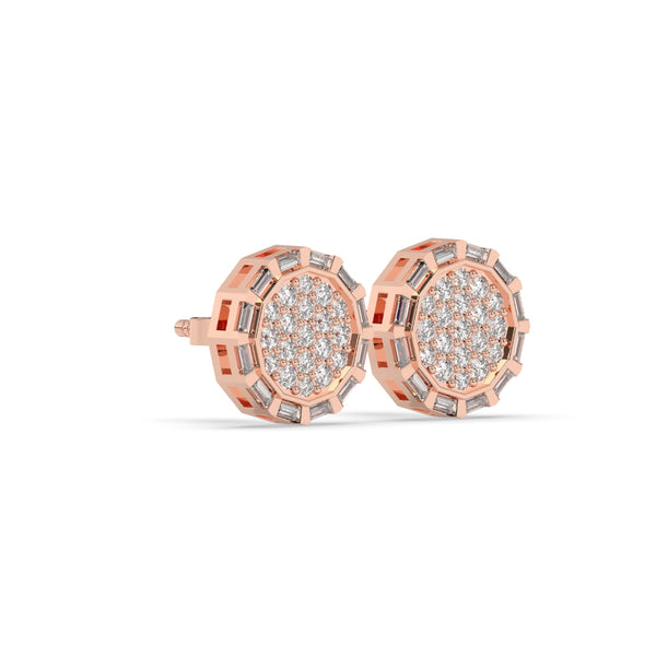 OCTAGON BAGUETTE CLUSTER STUD EARRINGS