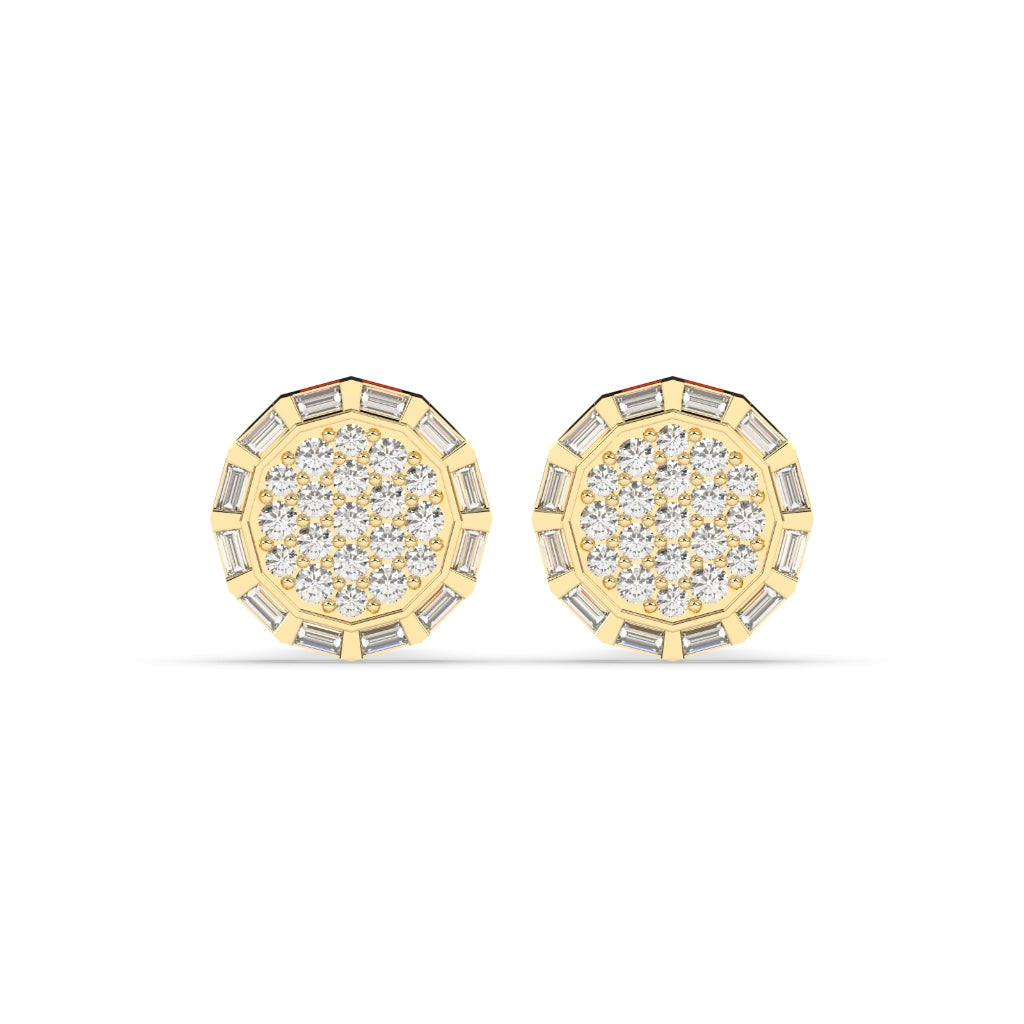 OCTAGON BAGUETTE CLUSTER STUD EARRINGS