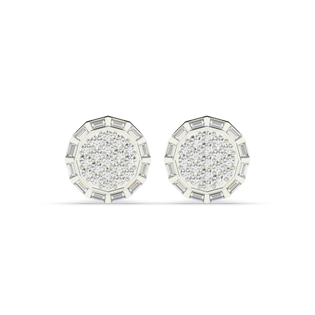 OCTAGON BAGUETTE CLUSTER STUD EARRINGS