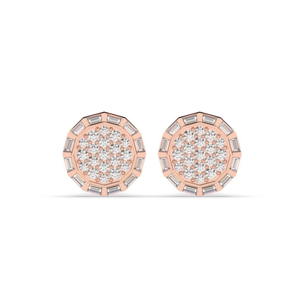 OCTAGON BAGUETTE CLUSTER STUD EARRINGS