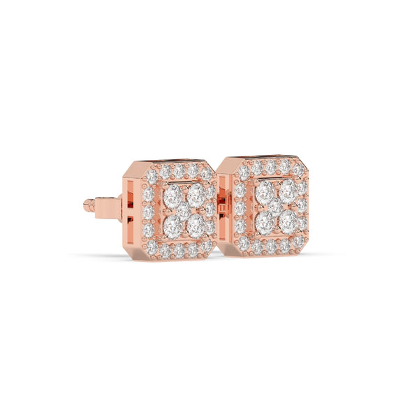 OCTAGONAL CLUSTER DIAMOND STUD EARRINGS