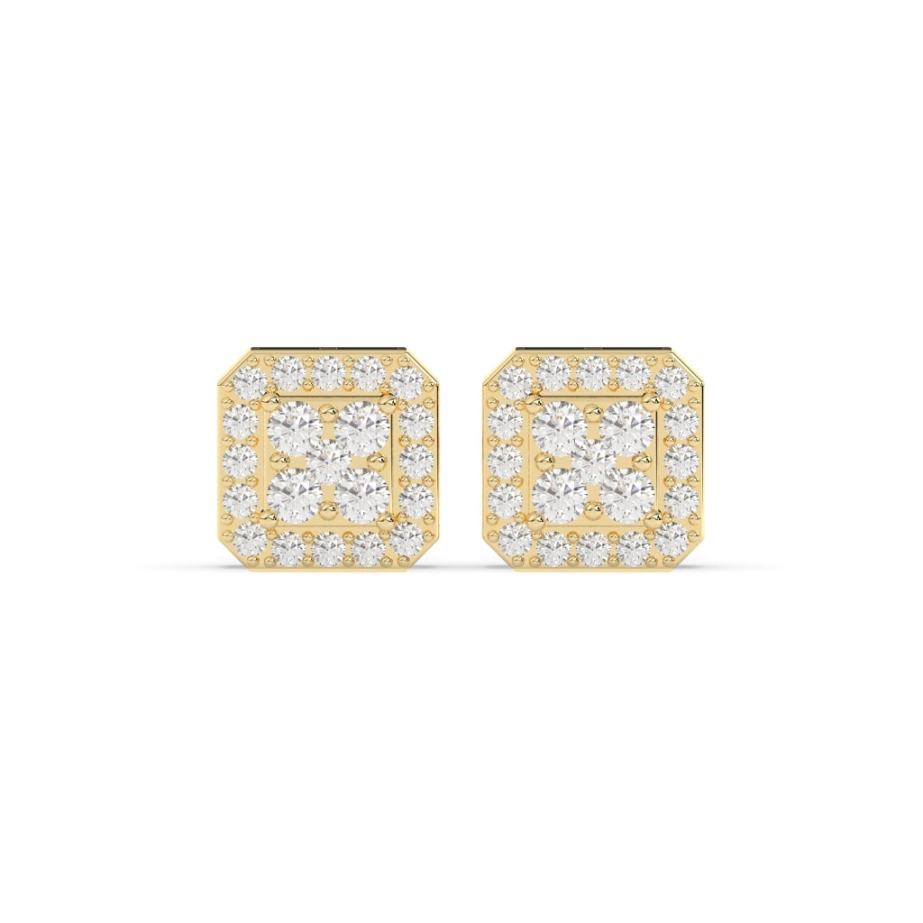 OCTAGONAL CLUSTER DIAMOND STUD EARRINGS