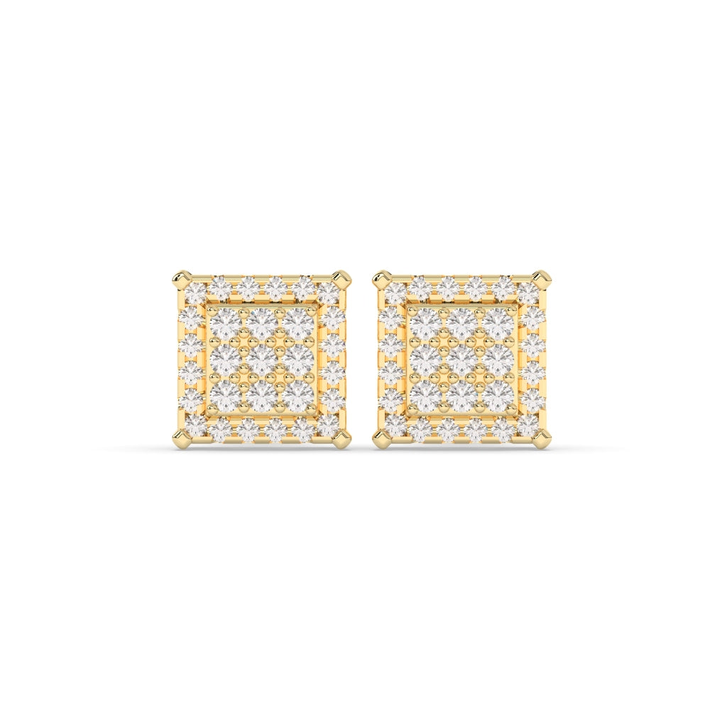 SQUARE CLUSTER DIAMOND STUD EARRINGS