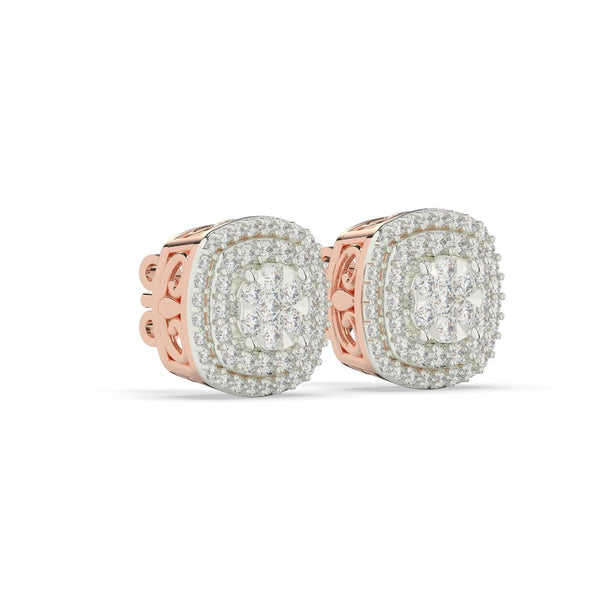 CUSHION CLUSTER HALO STUD EARRINGS