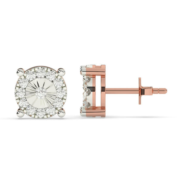SUNBURST ROUND DIAMOND STUD EARRINGS