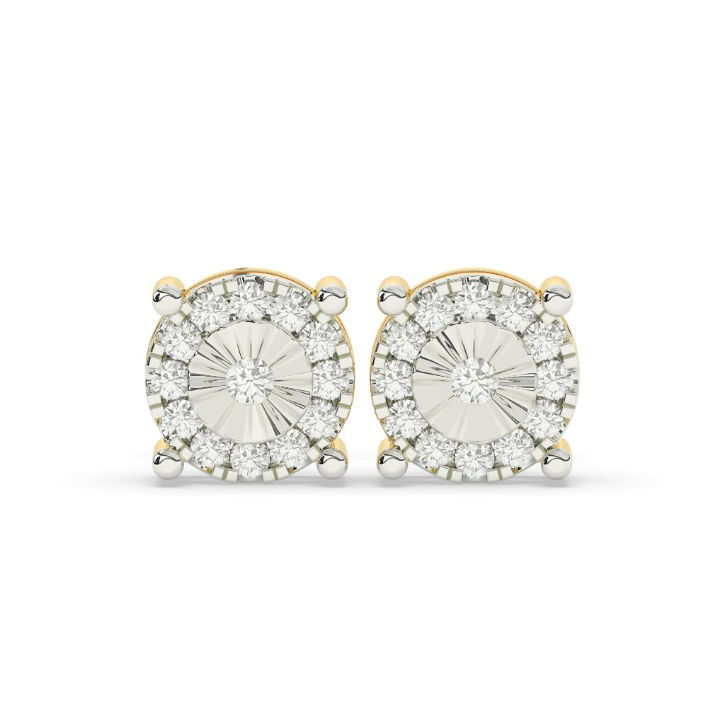 SUNBURST ROUND DIAMOND STUD EARRINGS