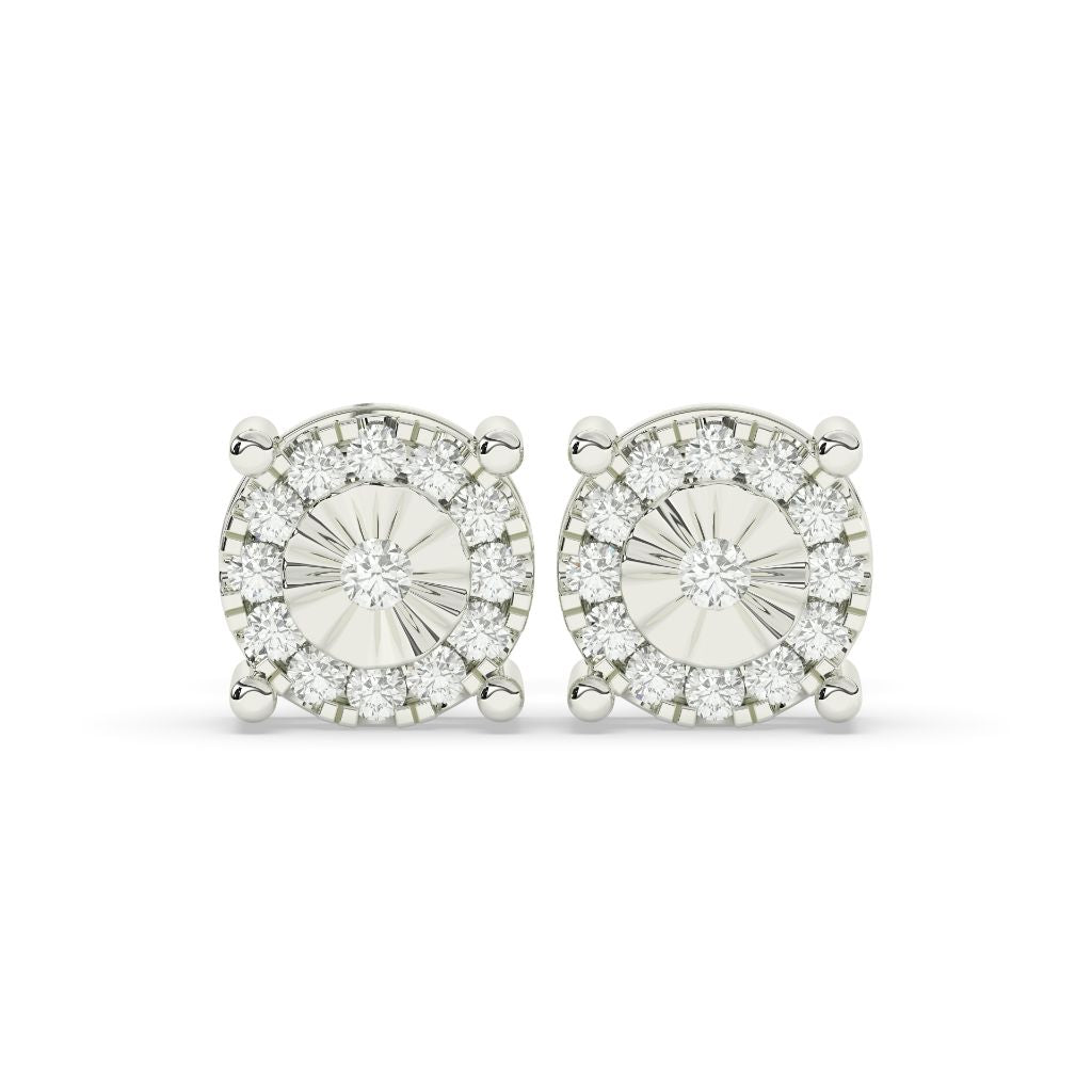 SUNBURST ROUND DIAMOND STUD EARRINGS