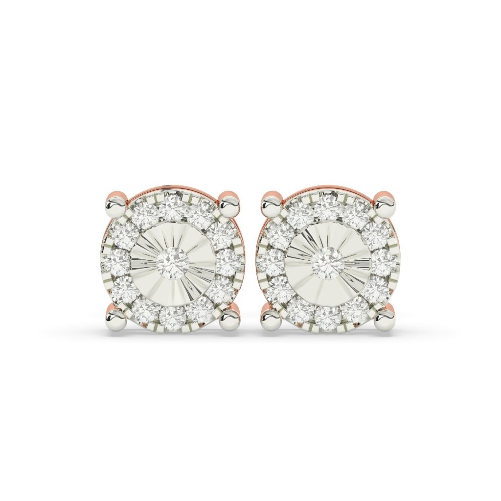 SUNBURST ROUND DIAMOND STUD EARRINGS